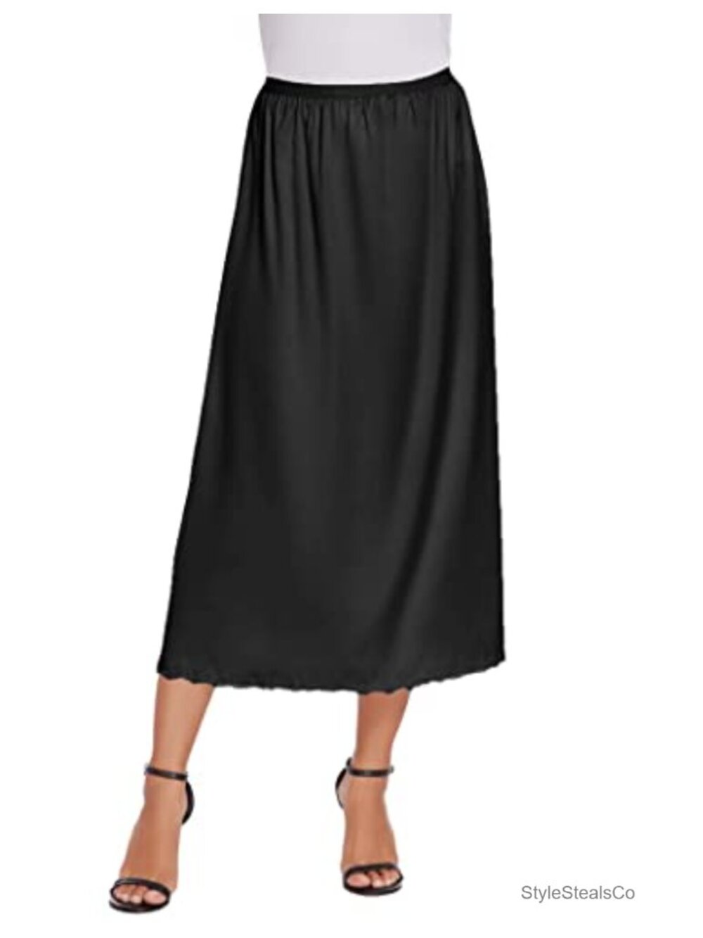 Satin Half Slip 36" Lace Trim Ankle Length Underskirt